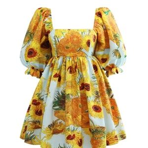 Van Gogh Sunflowers Puffy mini dress